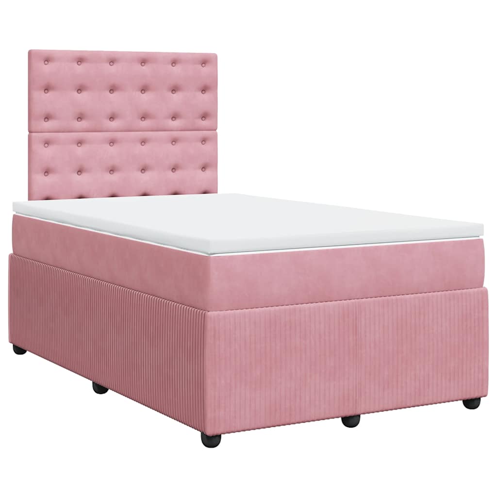 Cama boxspring com colchão 120x190 cm veludo rosa
