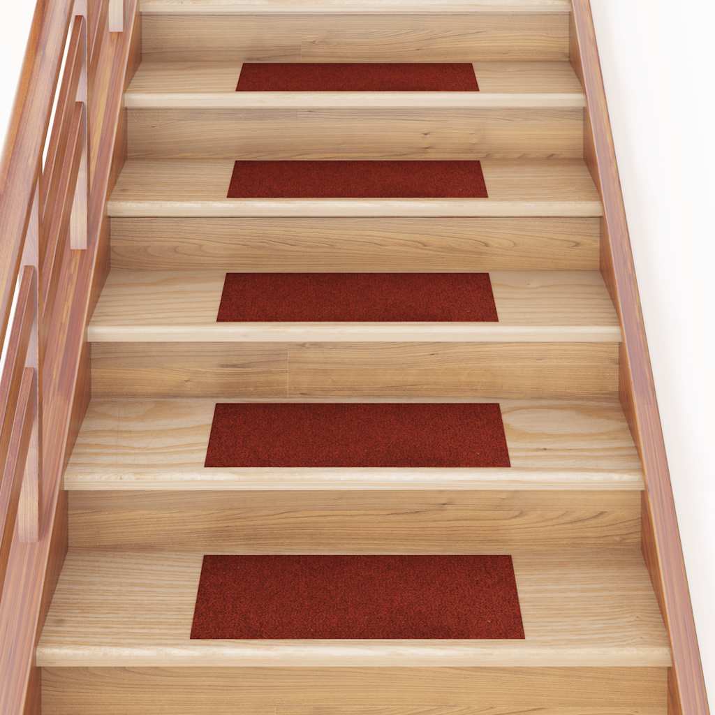 Tapetes de escada autoadesivos 30 peças 60x25 cm vermelho bordô retangular