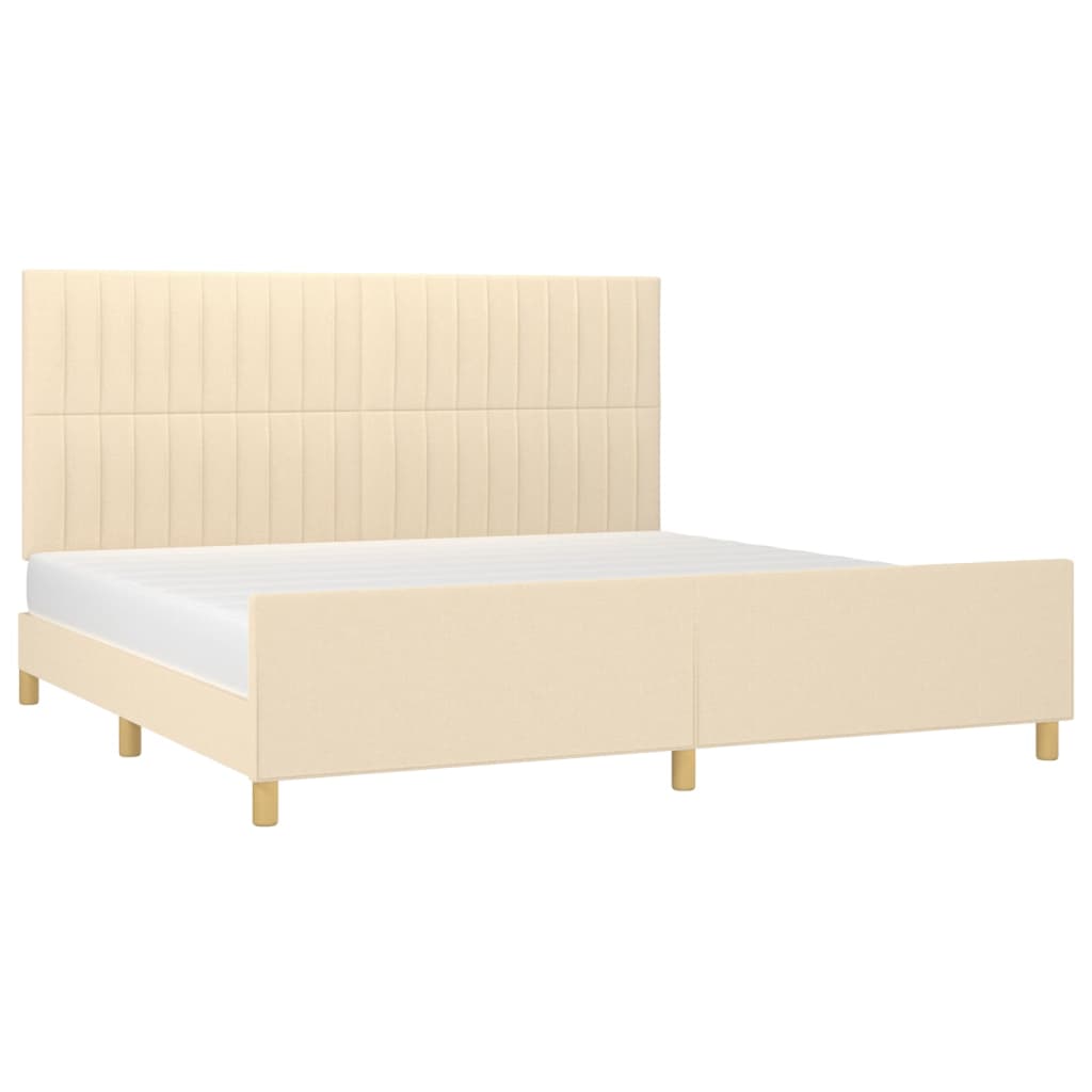 Estrutura de cama sem colchão 200x200 cm tecido cor creme