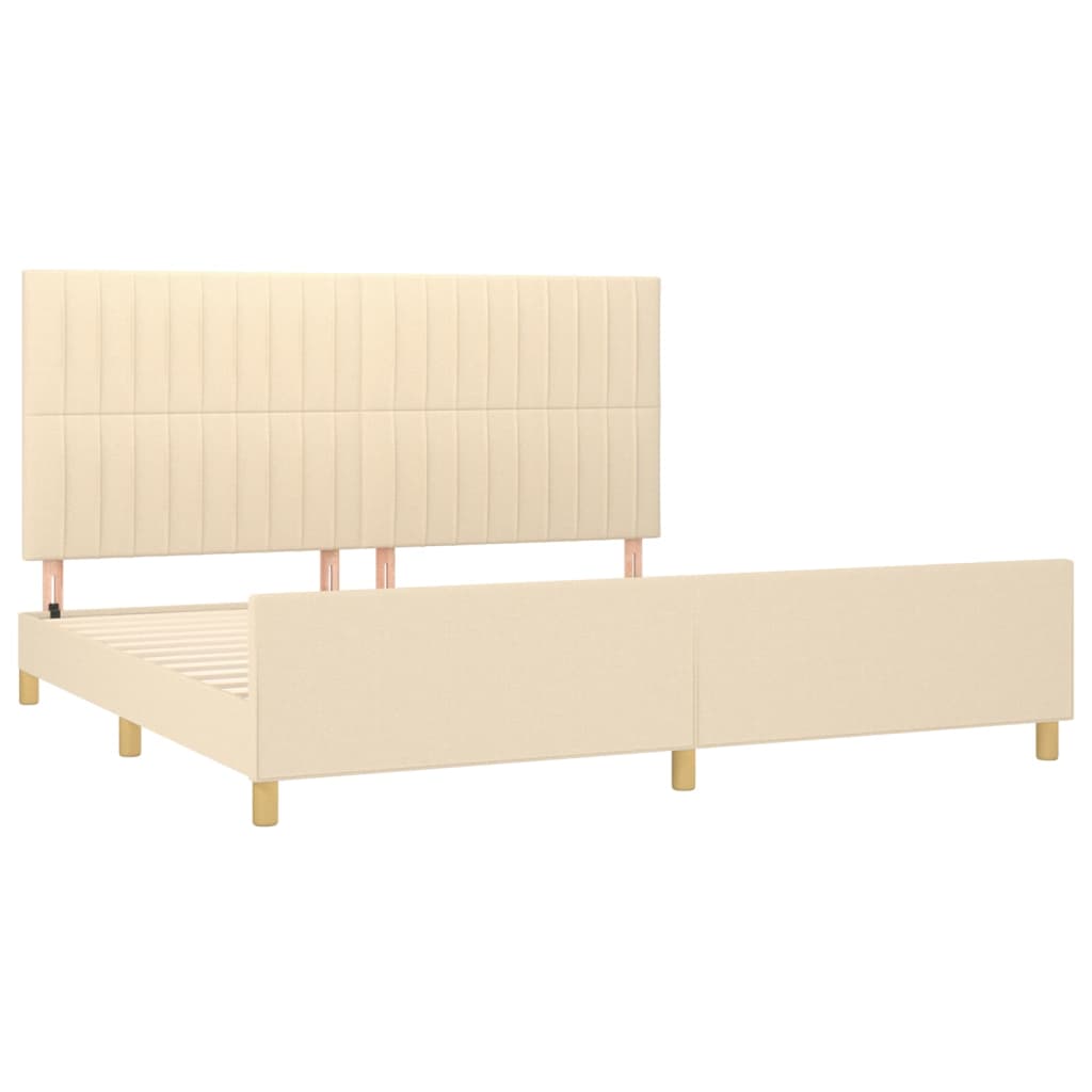 Estrutura de cama sem colchão 200x200 cm tecido cor creme