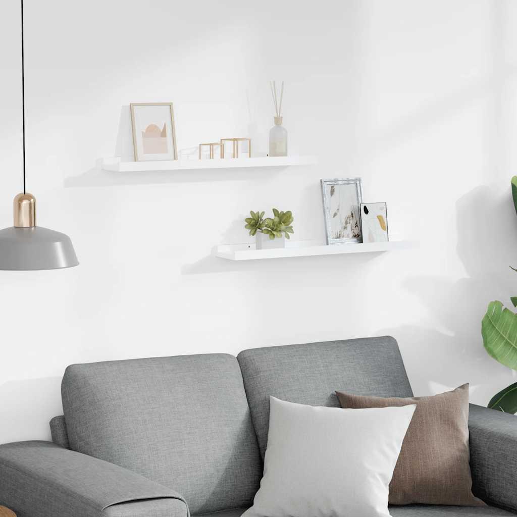 Unidade de prateleiras com rebordo 2 pcs 60x9x3 cm MDF branco