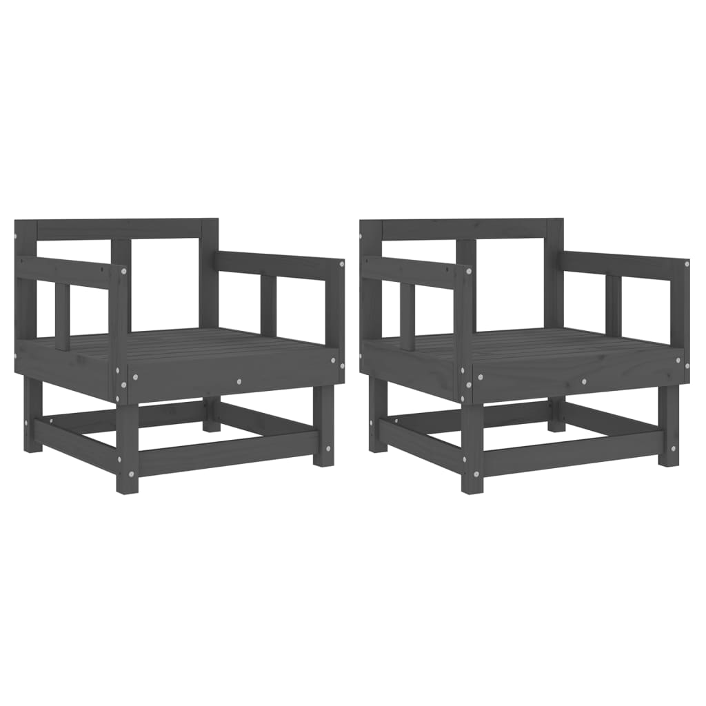 Cadeiras de jardim 2 pcs madeira de pinho maciça cinzento