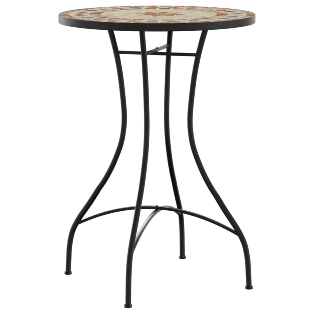 Mesa de bistrô em mosaico ø50x70 cm cerâmica terracota e branco