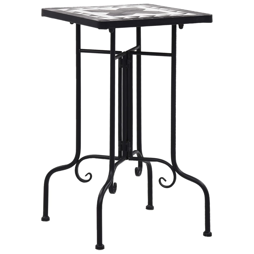 Mesa de apoio em mosaico cerâmica preto e branco