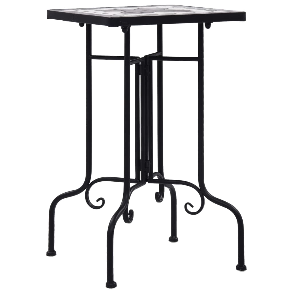 Mesa de apoio em mosaico cerâmica preto e branco