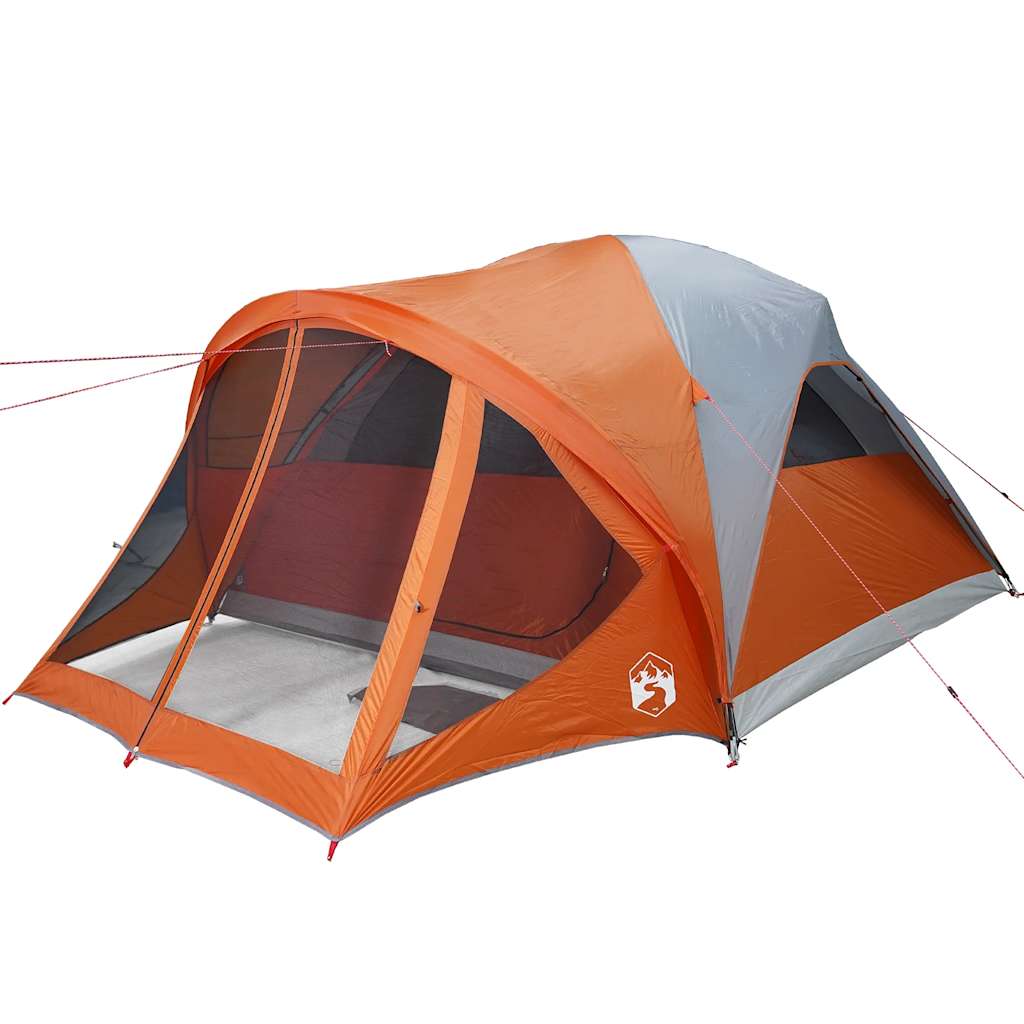 Tenda familiar túnel p/ 6 pessoas impermeável cinza/laranja