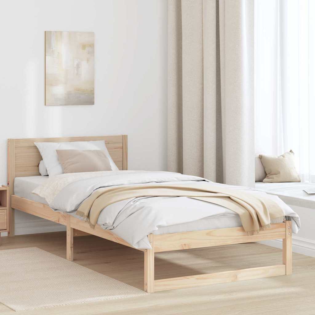 Estrutura da cama com cabeceira natural 90 x 200 cm