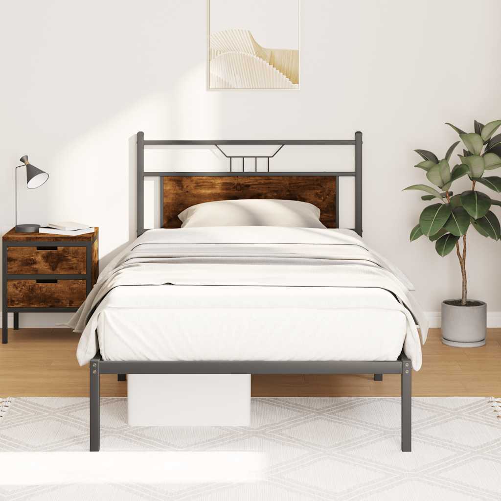 Estrutura cama s/ colchão derivados de madeira carvalho fumado
