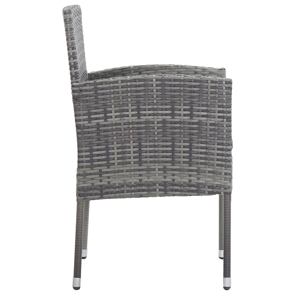 Cadeiras jardim c/ almofadões cinza escuro 4 pcs vime PE cinza