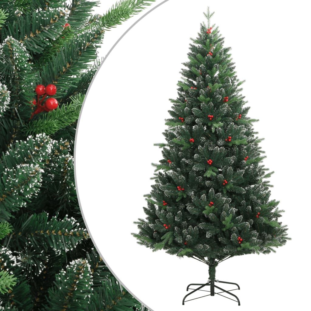Árvore de natal artificial articulada c/ bagas vermelhas 180 cm