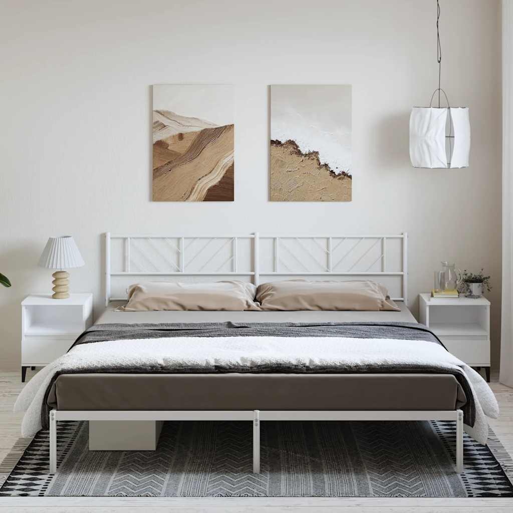 Estrutura de cama com cabeceira 183x213 cm metal branco