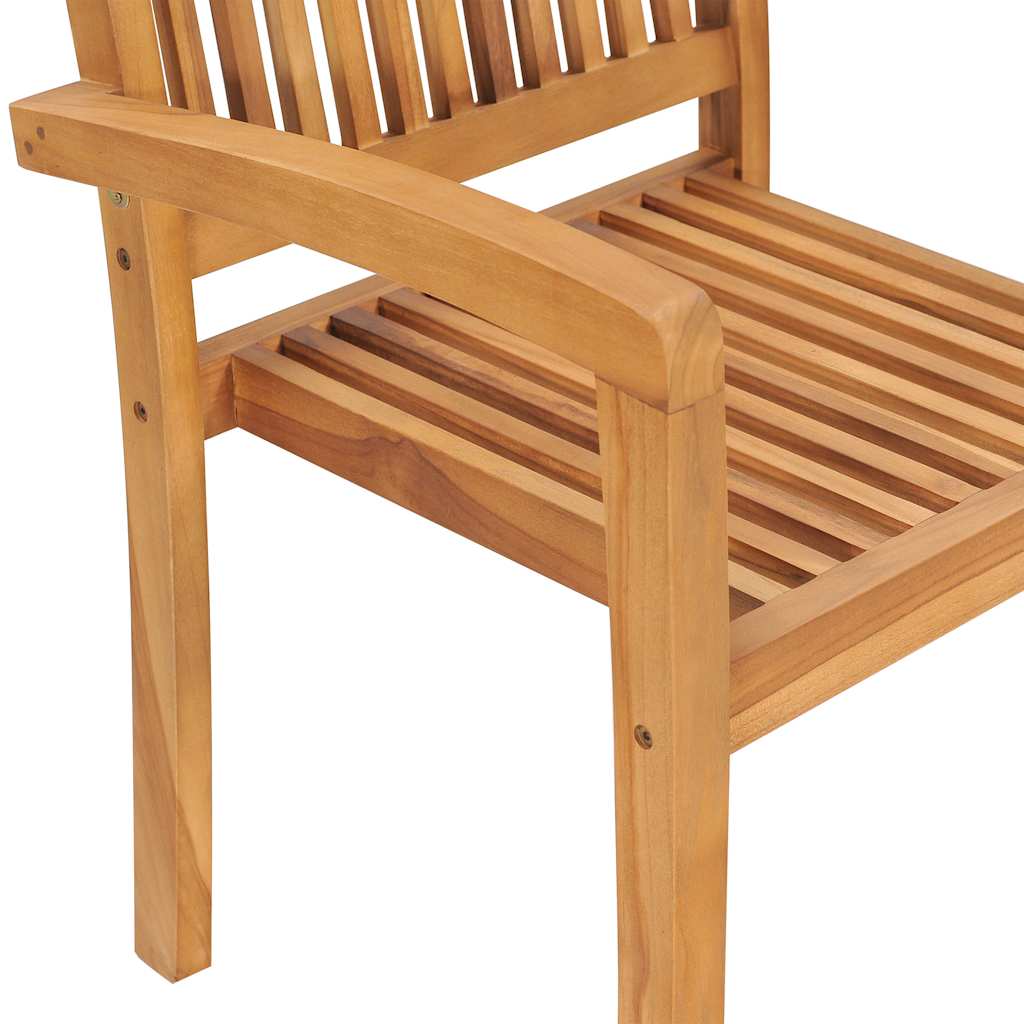 Cadeiras de jardim empiháveis 8 pcs madeira teca maciça