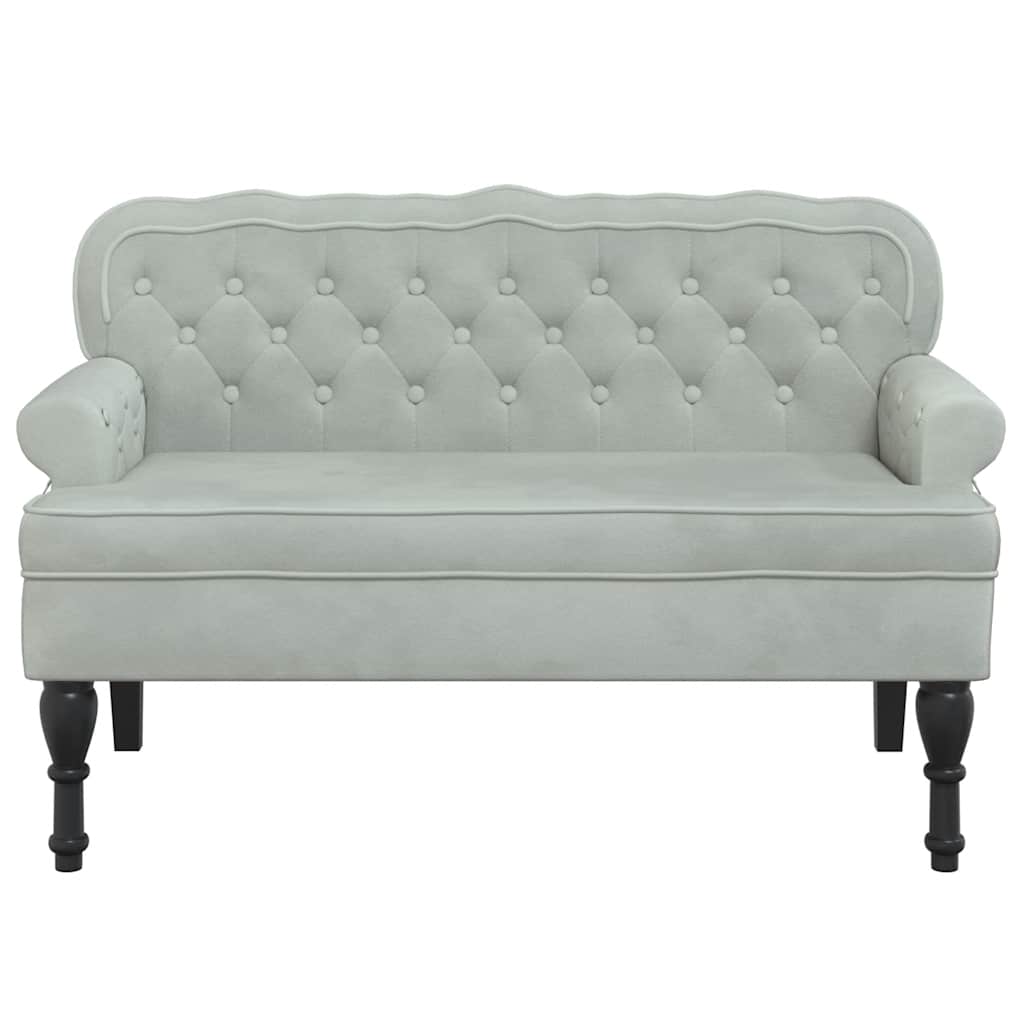 Banco com encosto cinza claro 119,5x64,5x75 cm veludo