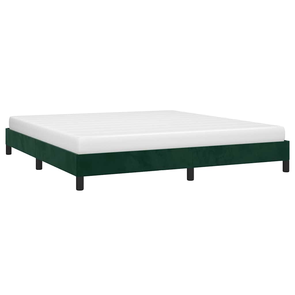 Estrutura de cama sem colchão 160x200 cm veludo verde-escuro