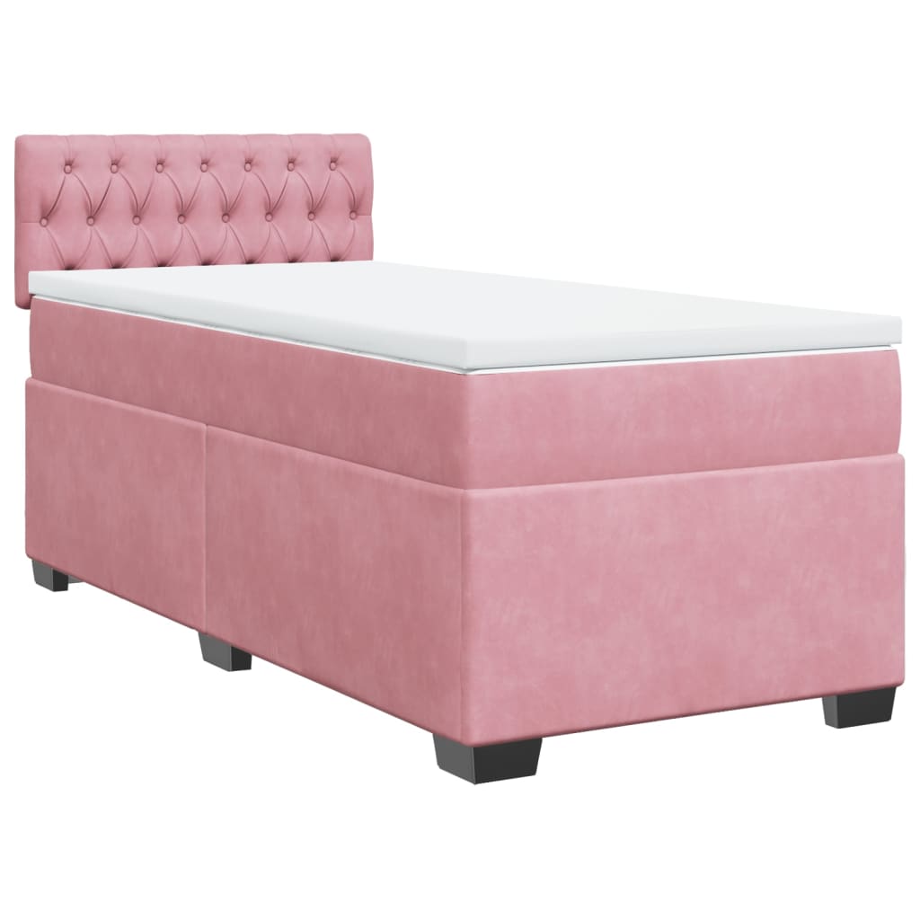 Cama com molas/colchão 90x190 cm veludo rosa