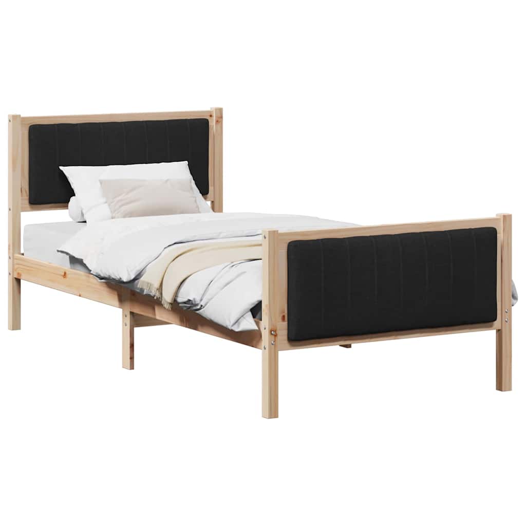 Estrutura da cama com cabeceira castanho e preto 90 x 200 cm