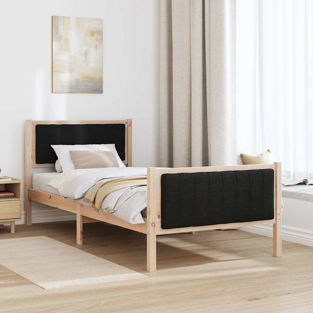 Estrutura da cama com cabeceira castanho e preto 90 x 200 cm