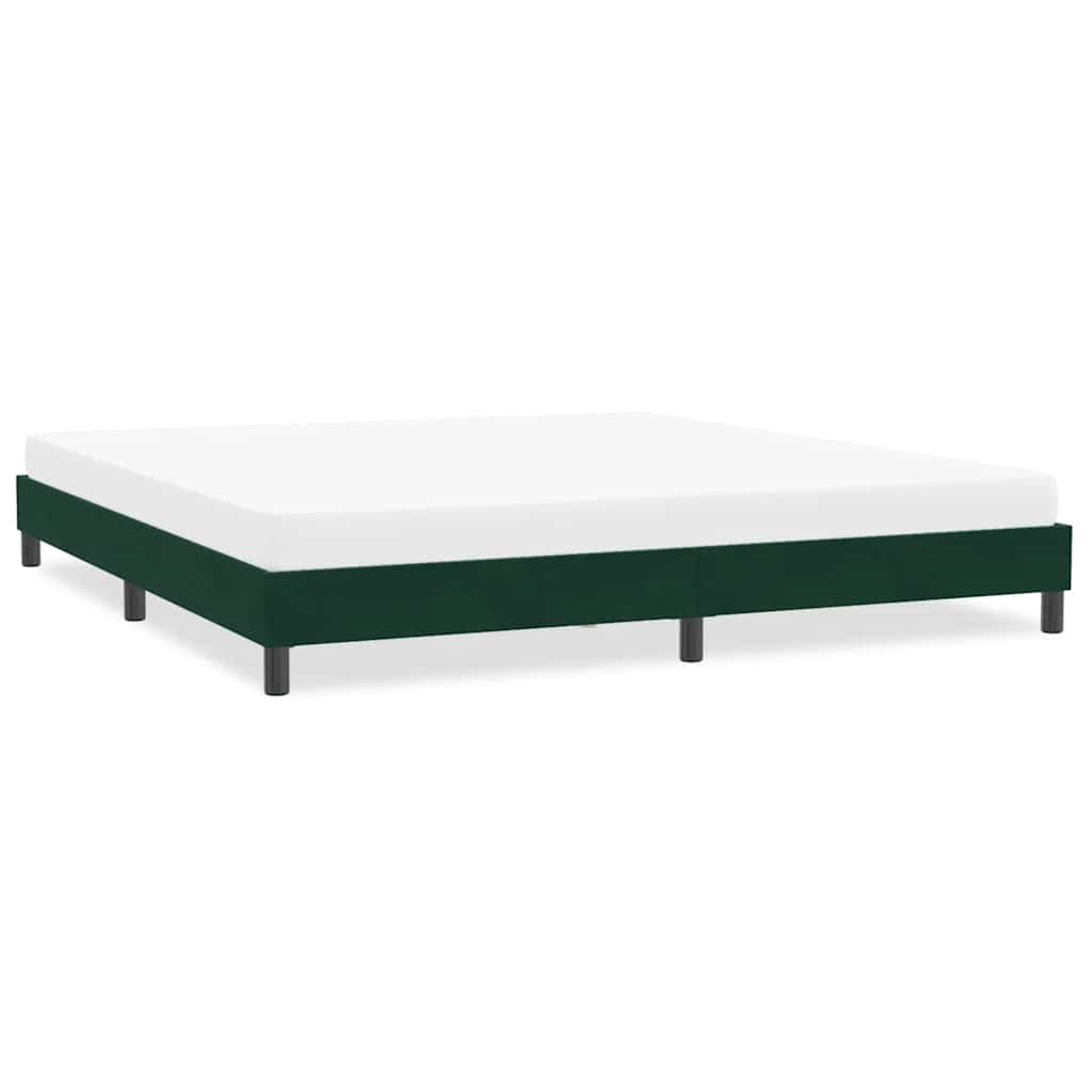 Estrutura de cama sem colchão 200x210 cm veludo verde-escuro