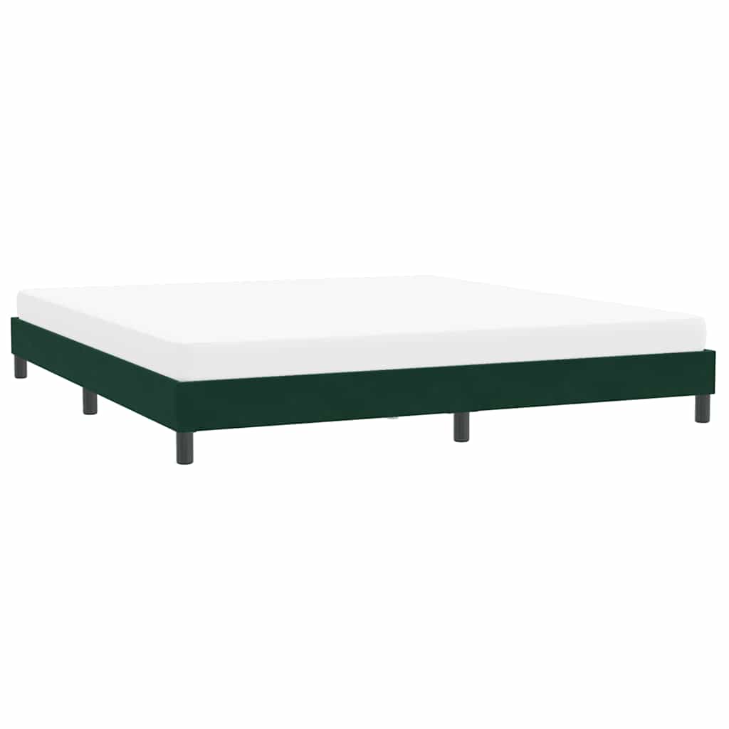 Estrutura de cama sem colchão 200x210 cm veludo verde-escuro