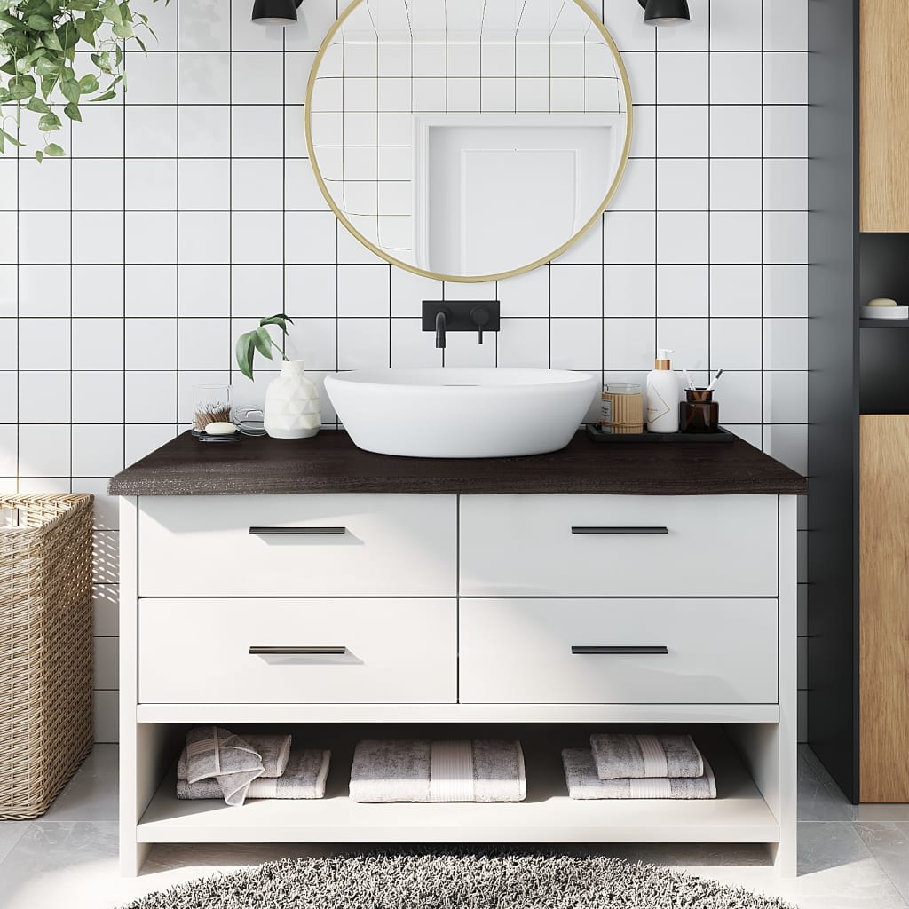 Bancada p/ wc 100x50x(2-4)cm madeira tratada maciça castanho