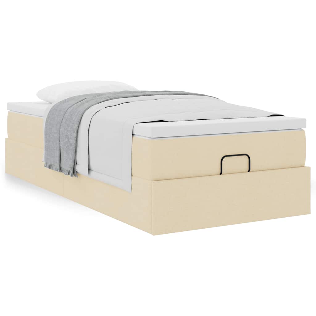 Estrutura de cama otomana com creme de colchão 90x190cm tecido