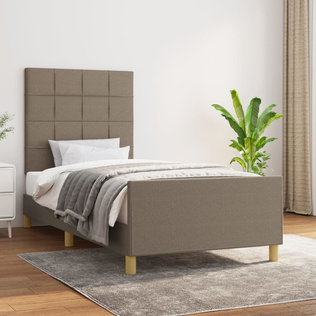 Estrutura cama sem colchão 100x200 cm tecido cinza-acastanhado