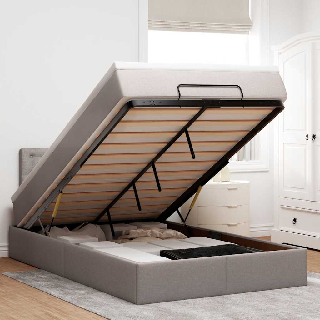 Cama otomana com colchão & leds 120x190cm cinza-acastanhado