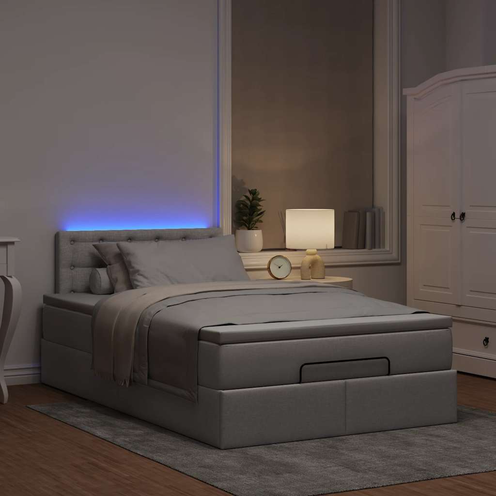 Cama otomana com colchão & leds 120x190cm cinza-acastanhado