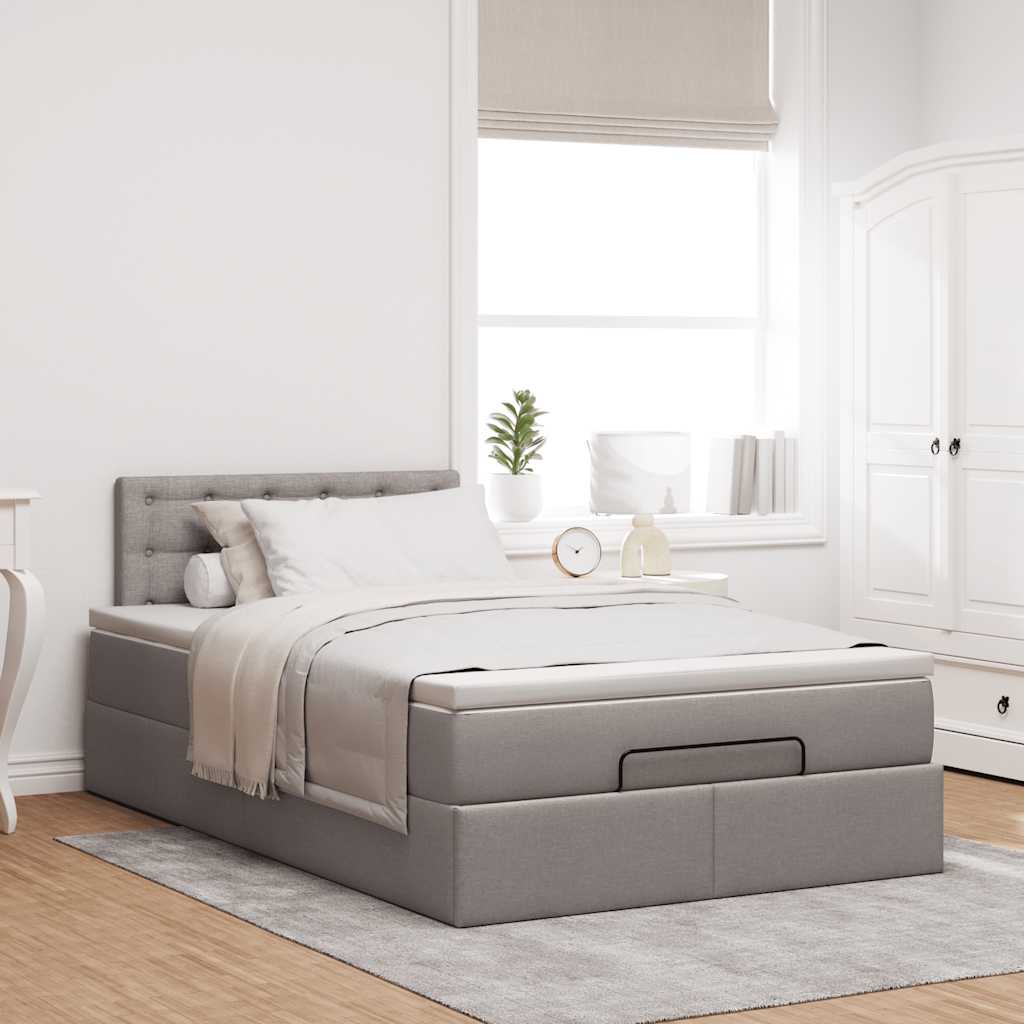 Cama otomana com colchão & leds 120x190cm cinza-acastanhado