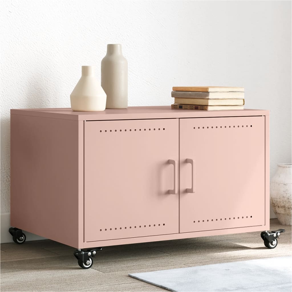 Mesa de centro 68x50x43,5 cm aço rosa
