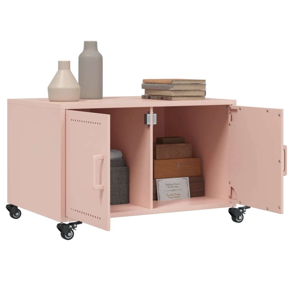 Mesa de centro 68x50x43,5 cm aço rosa