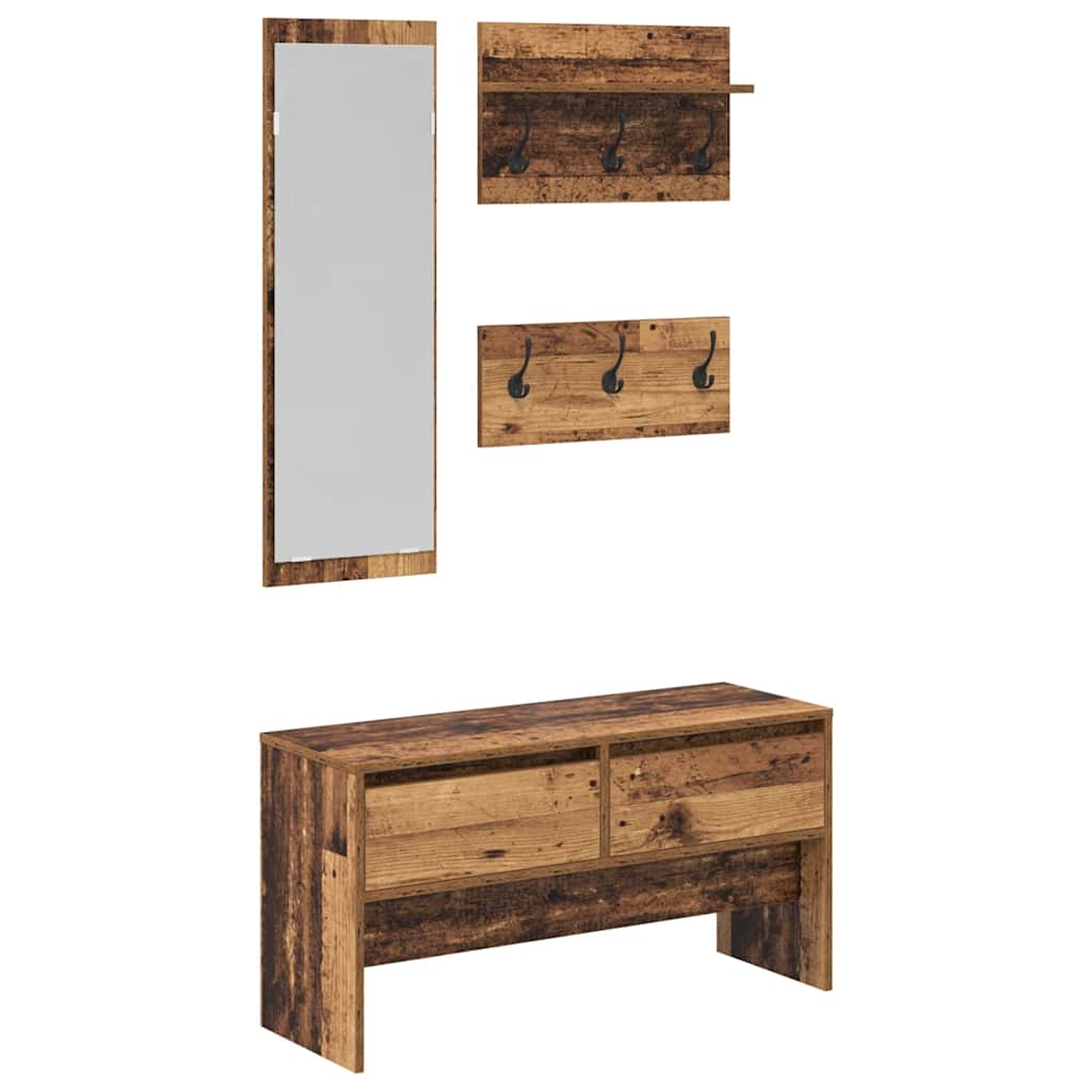 Conjunto de móveis de corredor 4 unid. madeira antiga