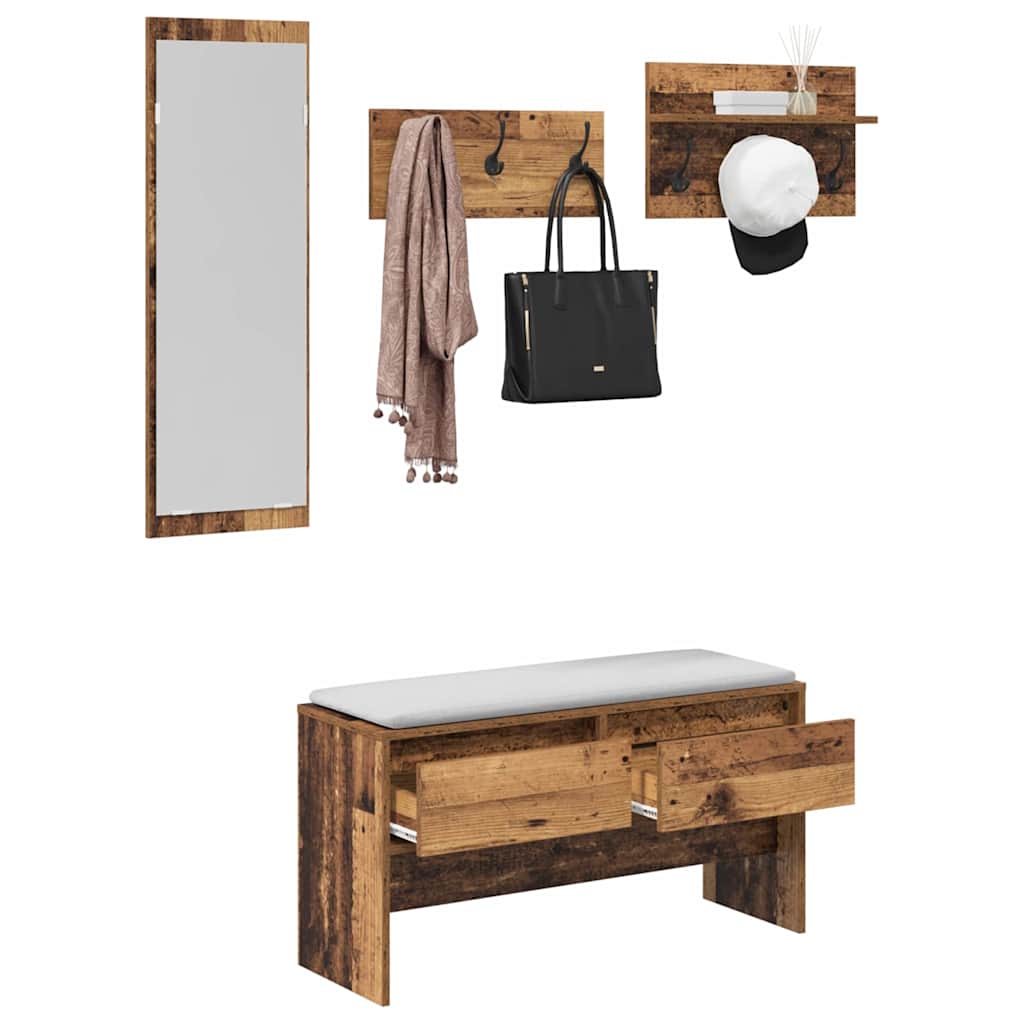 Conjunto de móveis de corredor 4 unid. madeira antiga