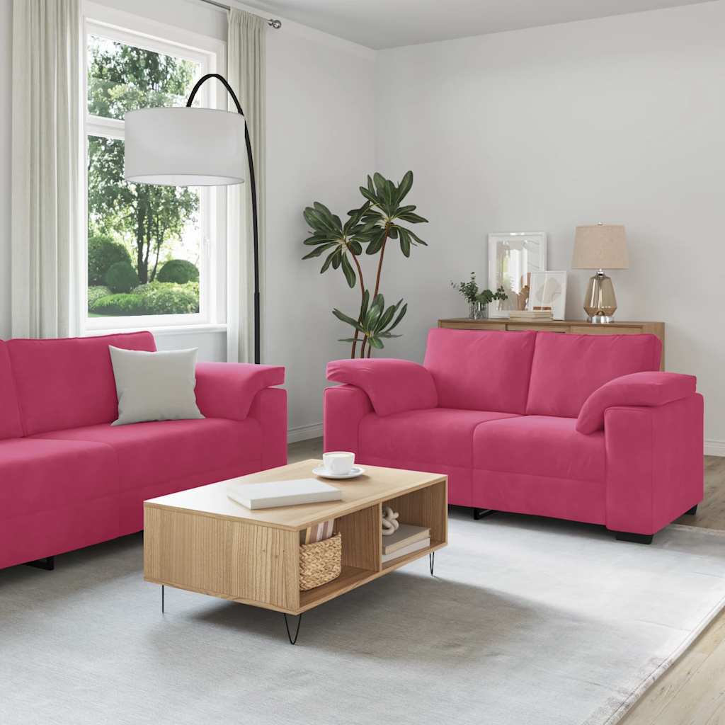 Conjunto de sofá de 3 peças com almofadas em veludo vermelho vinho