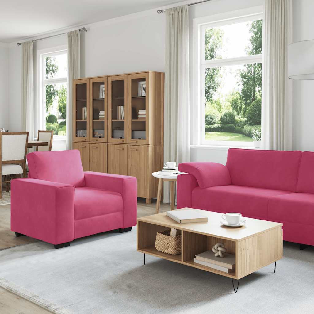 Conjunto de sofá de 3 peças com almofadas em veludo vermelho vinho