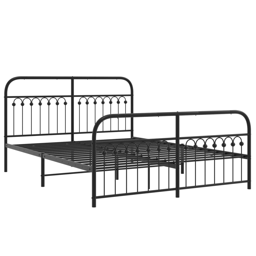 Estrutura de cama com cabeceira e pés 150x200 cm metal preto