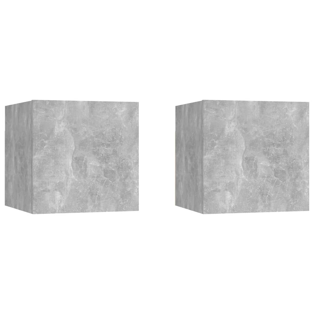 Mesas de cabeceira 2pcs derivados de madeira cinzento cimento