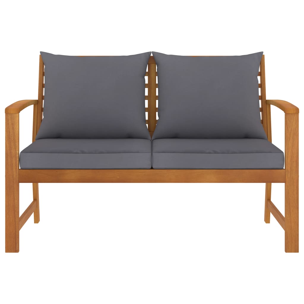 Banco jardim 120 cm c/ almofadão cinzento-escuro acácia maciça