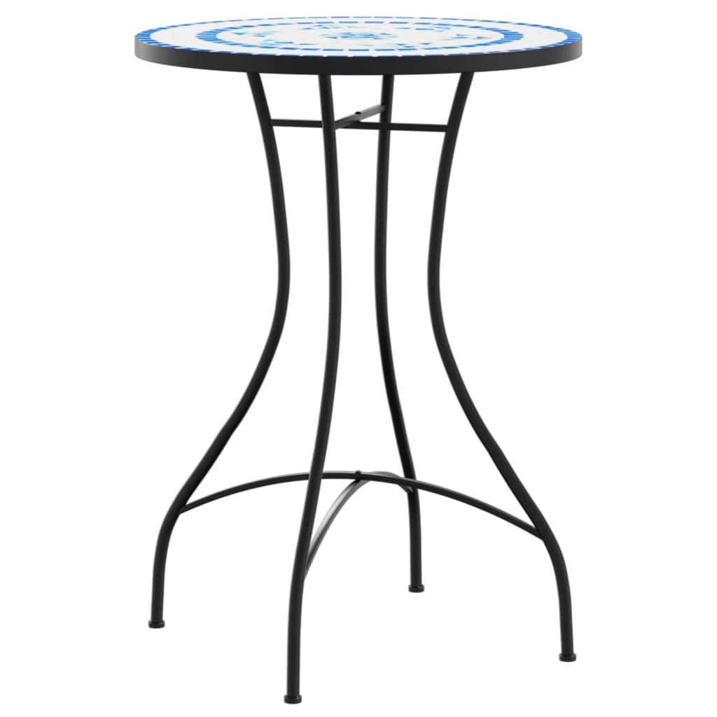 Mesa bistrô em mosaico ø50x70 cm cerâmica azul e branco