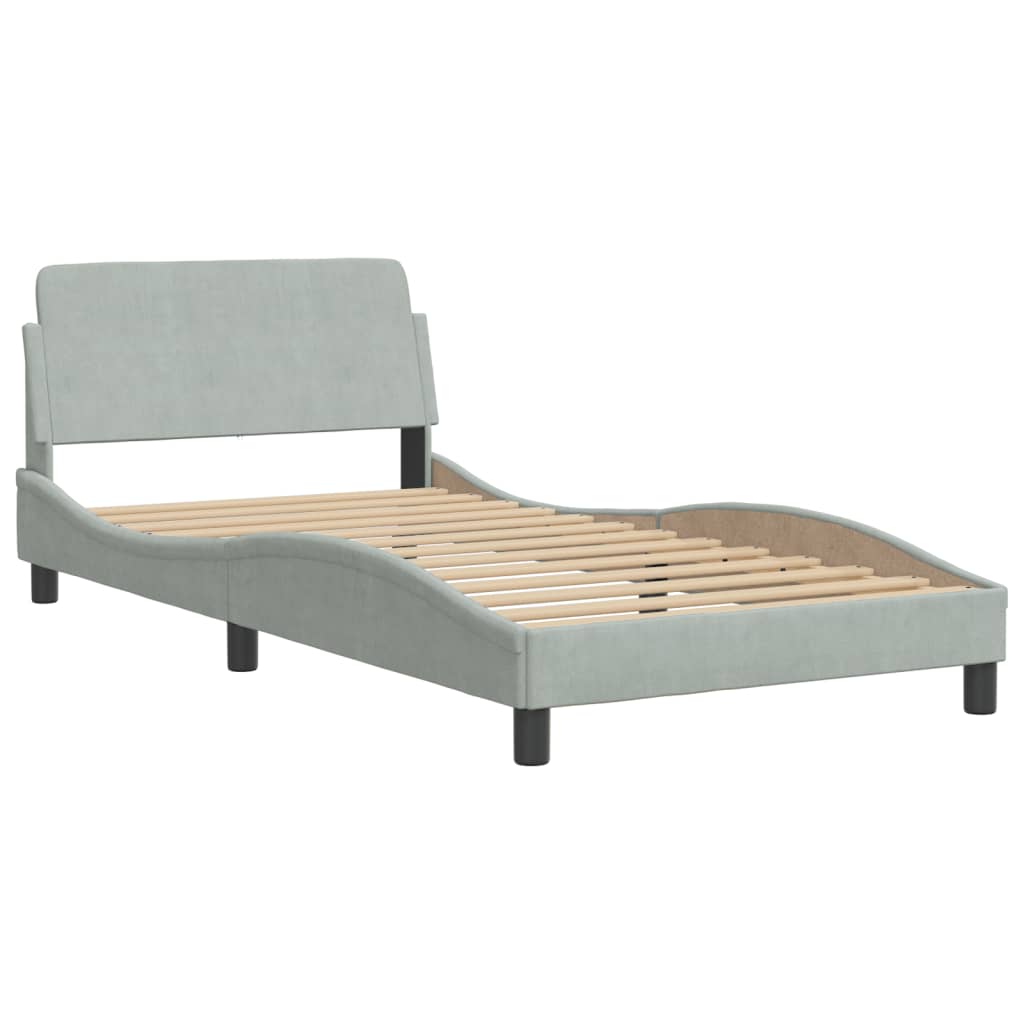 Cama com colchão hanko 100x200 cm veludo cinzento-claro