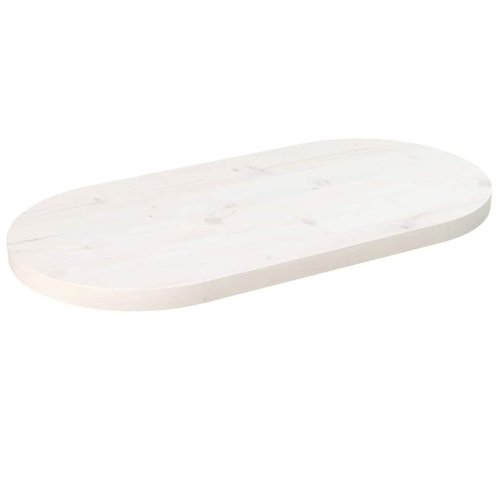 Tampo de mesa oval 70x35x2,5 cm pinho maciço branco