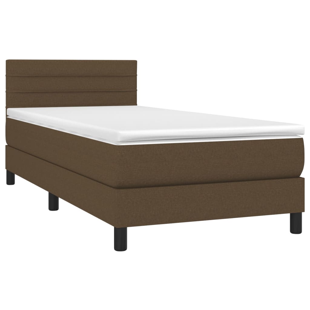 Cama com molas/colchão 90x200 cm tecido castanho-escuro