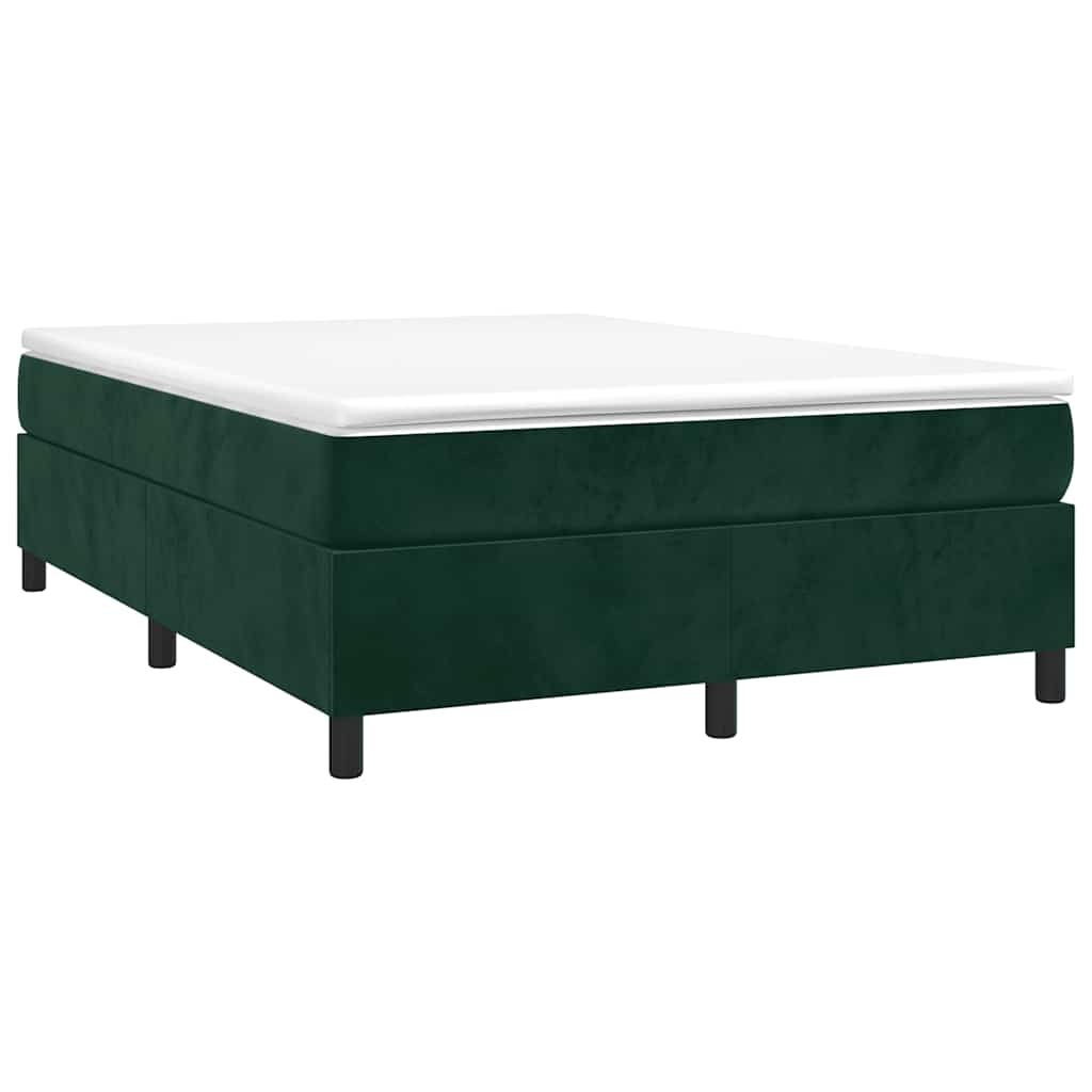 Estrutura de cama com molas 140x200 cm veludo verde-escuro