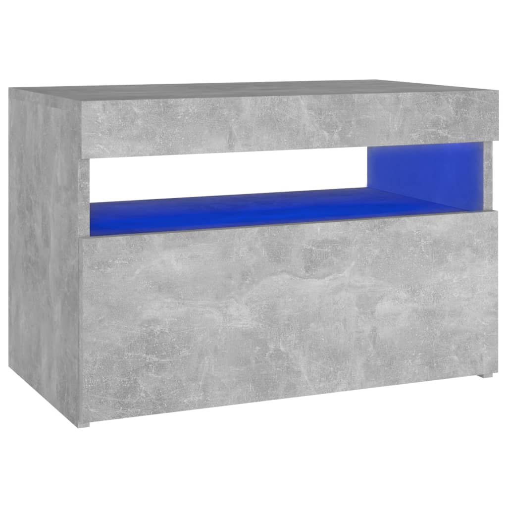 Mesa de cabeceira & luzes LED 60x35x40 cm cinza cimento