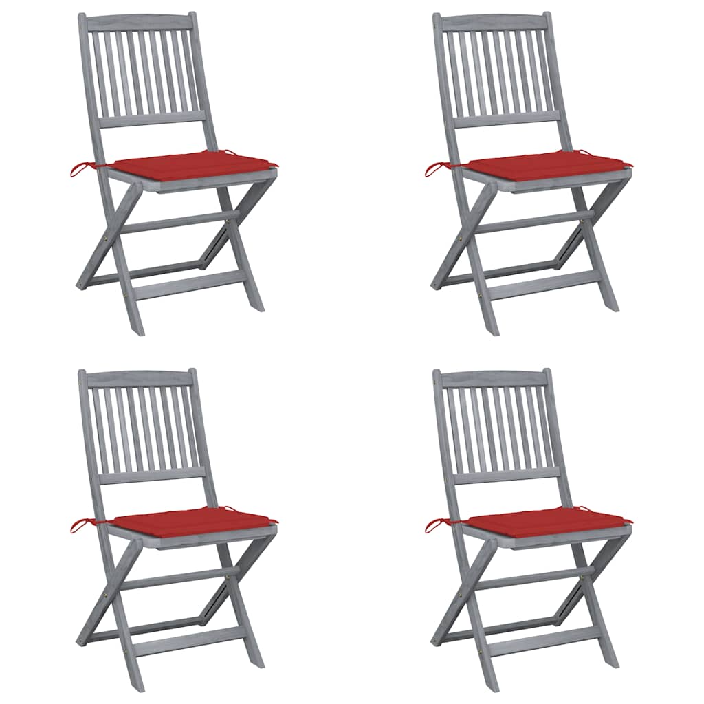 Cadeiras exterior dobráveis c/ almofadões 4 pcs acácia maciça