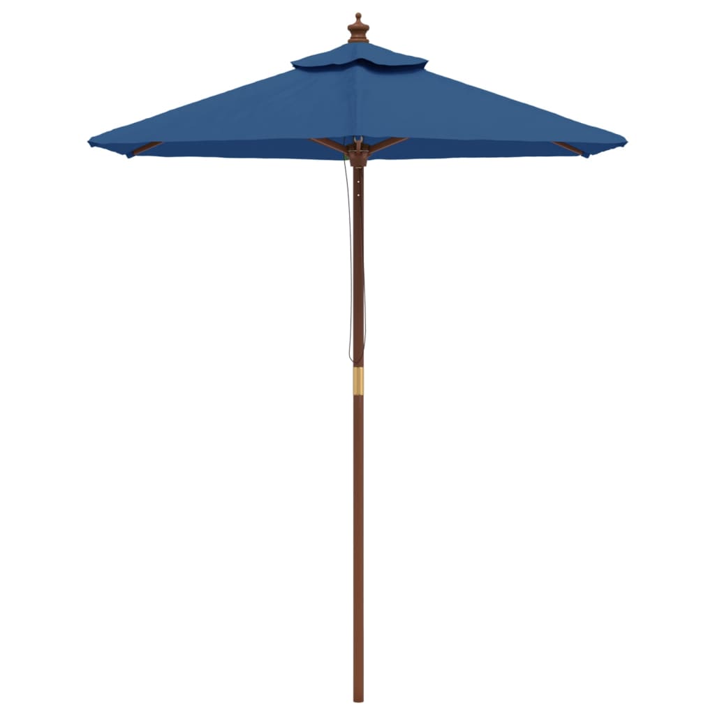 Guarda-sol de jardim com poste de madeira 196x231 cm azul-ciano