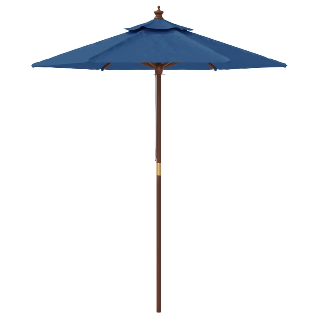 Guarda-sol de jardim com poste de madeira 196x231 cm azul-ciano