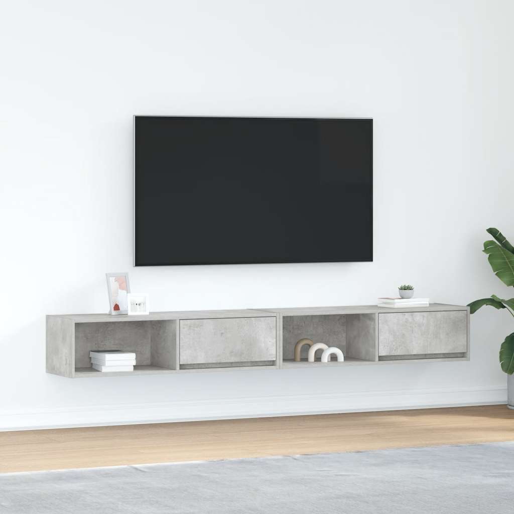Móveis de TV 2pcs 100x31x25,5 cm deriv. madeira cinza cimento
