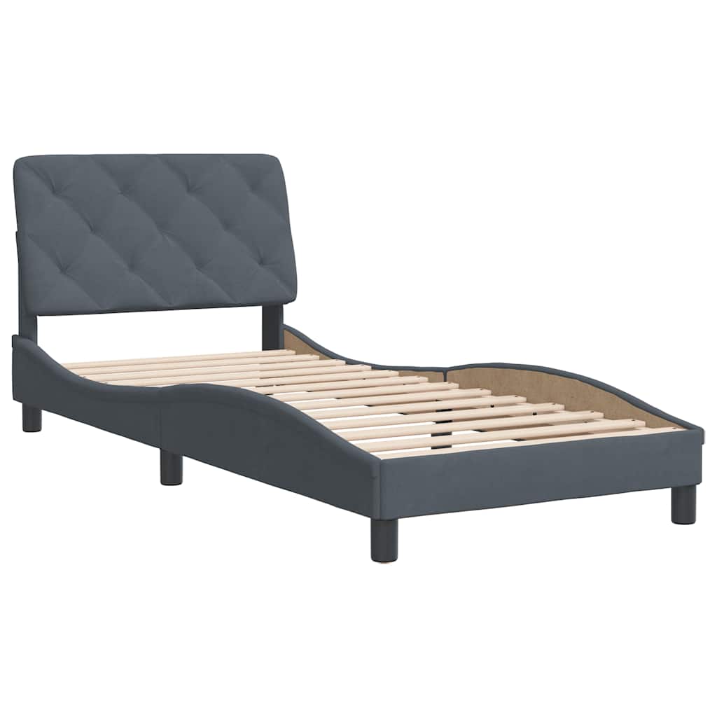Estrutura de cama sem colchão 80x200 cm veludo cinzento-escuro