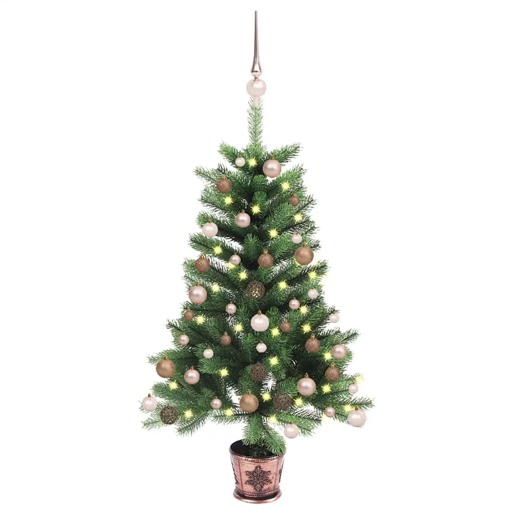 Árvore natal artificial pré-iluminada c/ bolas 90 cm verde